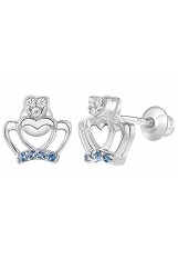 lovely teeny-tiny blue dainty baby silver earrings